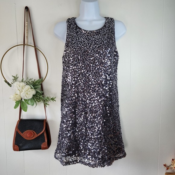 Pink Collection Gray Sequined Sleeveless Mini Dress EUC - Picture 1 of 7